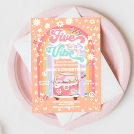 Retro Hippie Birthday Invitation Inbjudningar