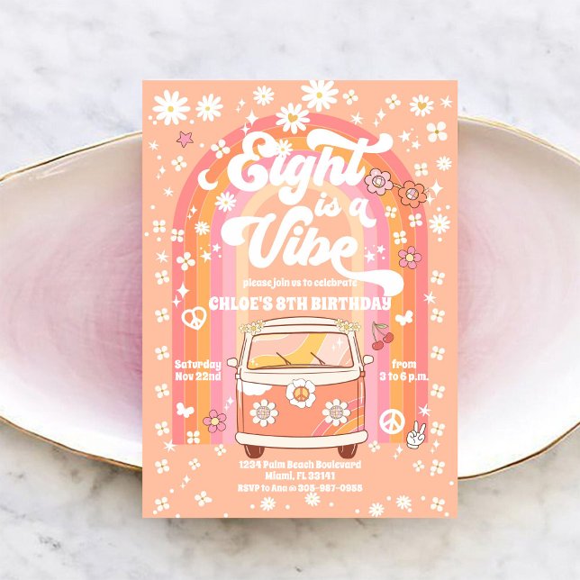 Retro Hippie Birthday Invitation Inbjudningar (Skapare uppladdad)