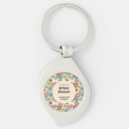 Retro Hippie Blom Bröllopsdusch Tack Swirl Silverfärgad Nyckelring