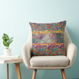 Retro Hippie: Blommigt Fantasy Pillow Kudde