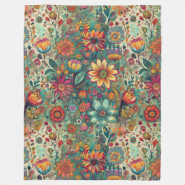 Retro Hippie: Blommigt Tapestry Blanket Fleecefilt