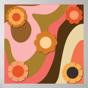 Retro hippie-blomross poster