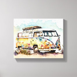 Retro Hippie Buss Canvastryck