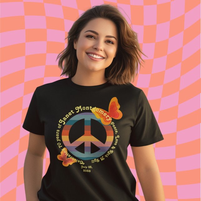 Retro Hippie Butterfly 70:e fotodagen T Shirt (Skapare uppladdad)