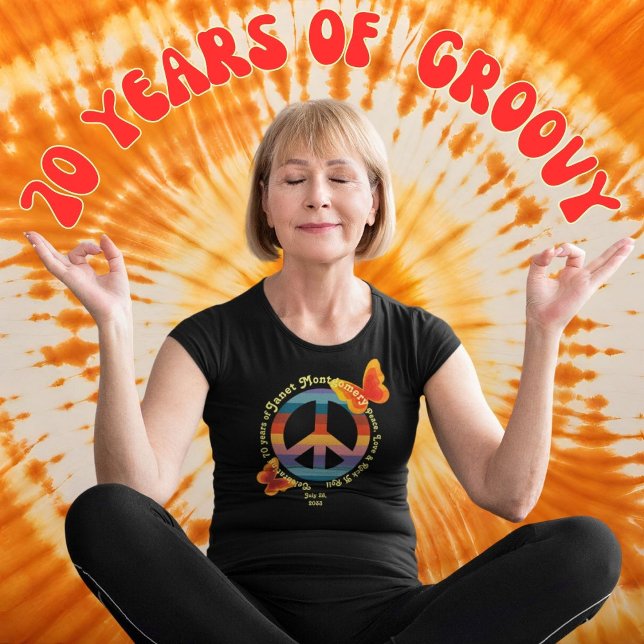 Retro Hippie Butterfly 70:e fotodagen T Shirt (Milestone Baby Boomer Hippie Birthday Guest of Honor T shirt. )