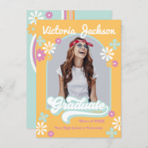 Retro Hippie Examen Foto Kungörelse