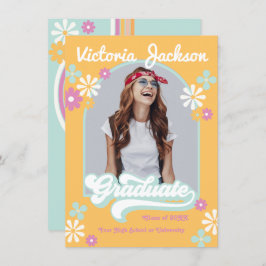 Retro Hippie Examen Foto Kungörelse Inbjudningar