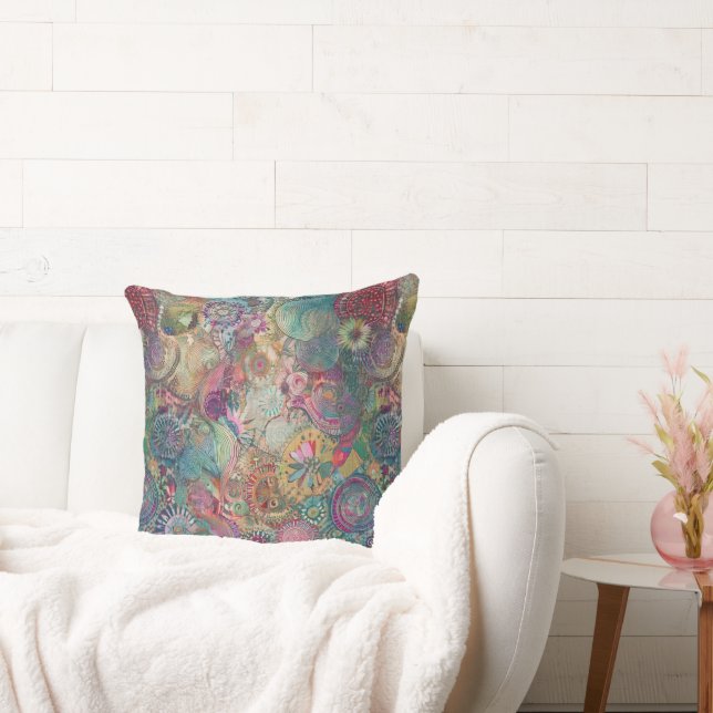 Retro Hippie: Fantasy Square Pillow Kudde (Soffa)