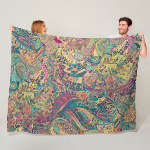 Retro Hippie: Färgfull mosiac Blanket Fleecefilt