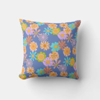 Retro Hippie Flower Mönster i Blue