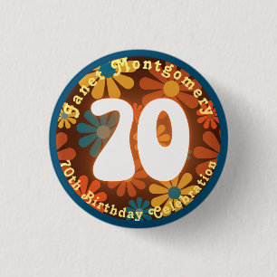 Retro Hippie Flower Power 70:e födelsedagen Knapp