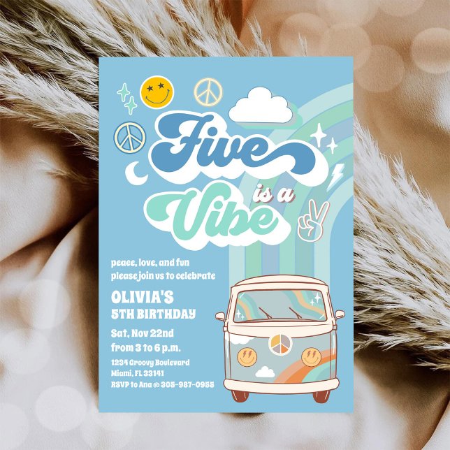 Retro Hippie Födelsedagsfest Inbjudan (Skapare uppladdad)