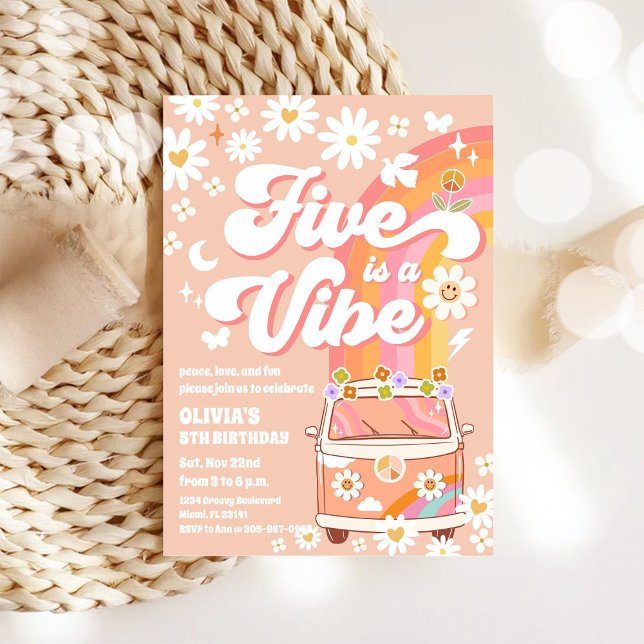 Retro Hippie Födelsedagsfest Inbjudan (Skapare uppladdad)