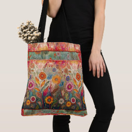 Retro Hippie: Folk Art Garden Tote Tygkasse