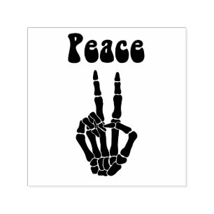 Retro Hippie Fred Skelett Handtecken Bild Endast Självfärgande Stämpel