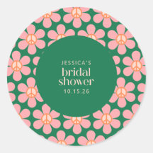 Retro Hippie-Fredsteckenet Rosa för nedre Grönt