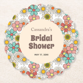 Retro Hippie Groovy Blom Bröllopsdusch  Underlägg Papper