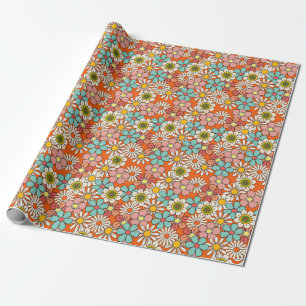 Retro Hippie Groovy Flower Hej 40 födelsedagar Presentpapper