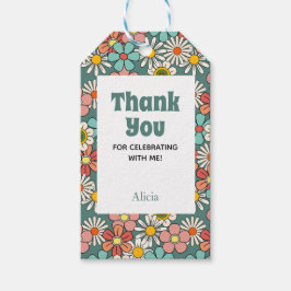 Retro Hippie Groovy Flower Hej 50 födelsedagar Presentetikett