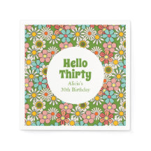 Retro Hippie Groovy Flower Hej Trettio födelsedaga