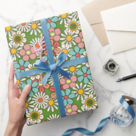 Retro Hippie Groovy Flower Hej Trettio födelsedaga Presentpapper