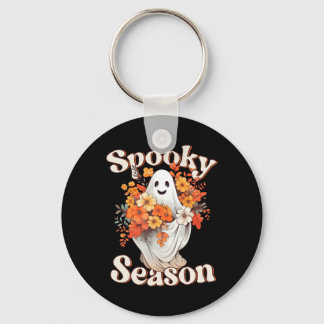 Retro Hippie Halloween Cute Ghost Spooky Season Fu Nyckelring
