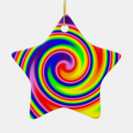 Retro Hippie Lycklig Rainbow Färg Soft Spiral Julgransprydnad Keramik