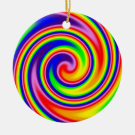 Retro Hippie Lycklig Rainbow Färg Soft Spiral Julgransprydnad Keramik