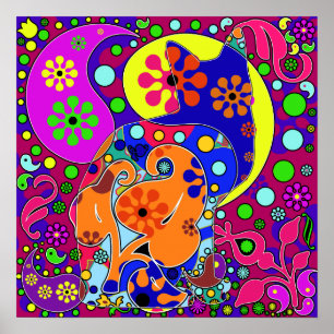 Retro Hippie Poster färglös strömförbrukning i kyl