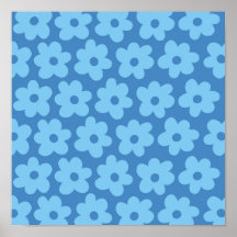 Retro Hippie Preppy Blue Flower Y2K Mönster