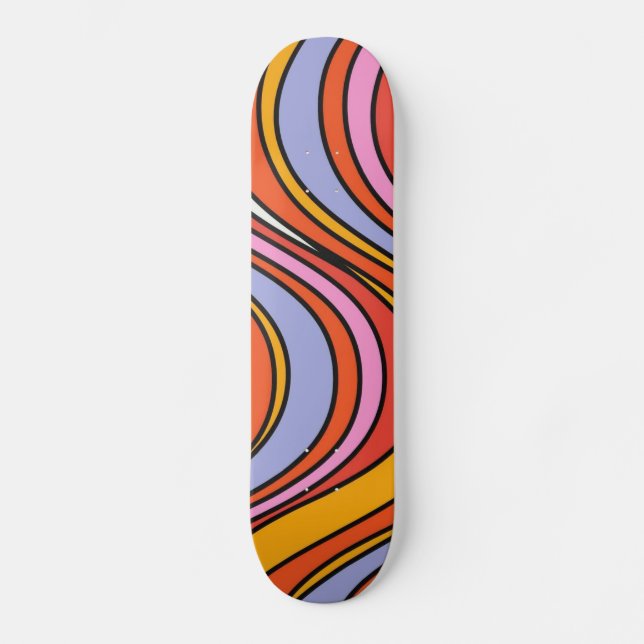 Retro Hippie Psychedelic Swirls Mini Skateboard Bräda 18,5 Cm (Framsida)