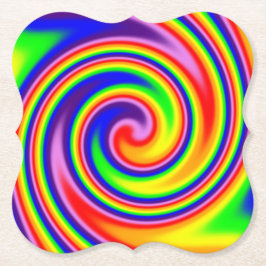 Retro Hippie Rainbow Färg Soft Focus Spiral Art Underlägg Papper