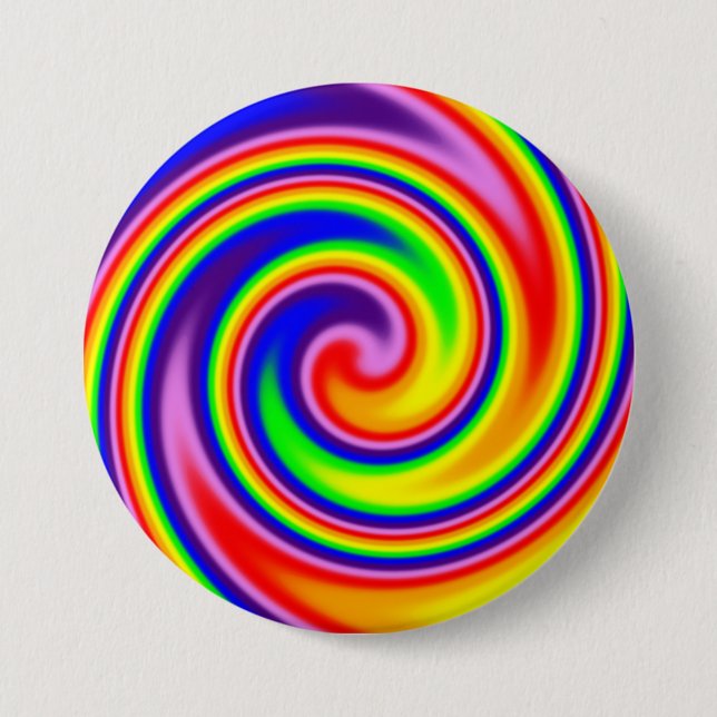 Retro Hippie Rainbow Färg Soft Focus Spiral Knapp (Framsida)