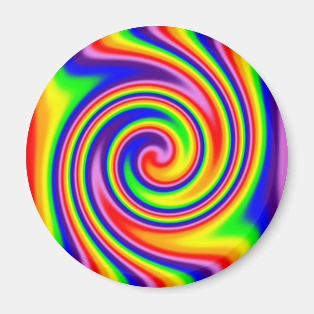 Retro Hippie Rainbow Färg Soft Focus Spiral Magnet (Framsidan)
