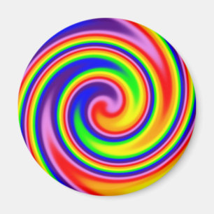 Retro Hippie Rainbow Färg Soft Focus Spiral Magnet