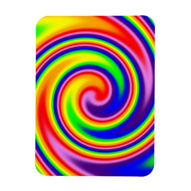 Retro Hippie Rainbow Färger Bright Pride Spiral Magnet (Vertikal)