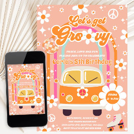 Retro Hippie Regnbåge Låt Oss Komma In I Swingdans Inbjudningar