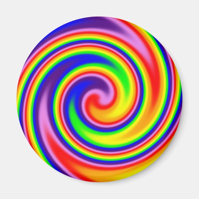 Retro Hippie Regnbågsfärger Mjuk Fokus Spiral Magnet (Framsidan)