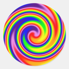 Retro Hippie Regnbågsfärger Mjuk Fokus Spiral Runt Klistermärke