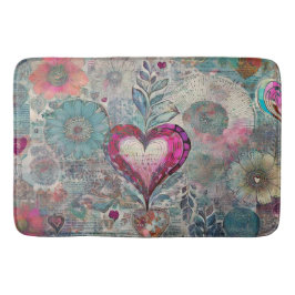 Retro Hippie: Rosa Heart Bath Mat Badrumsmatta