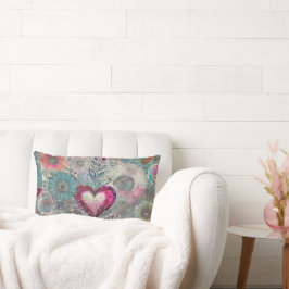 Retro Hippie: Rosa Heart Lumbar Pillow Lumbarkudde