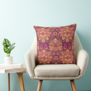 Retro Hippie: Rosa Road Resa Square Pillow Kudde