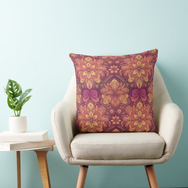 Retro Hippie: Rosa Road Resa Square Pillow Kudde (Stol)