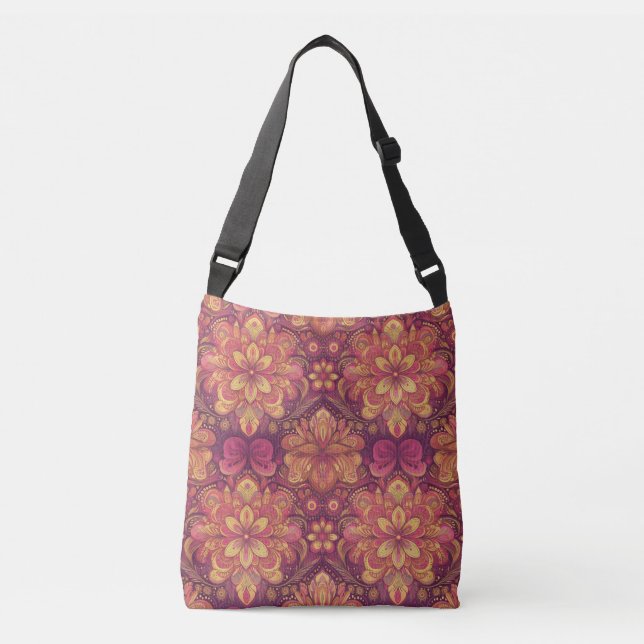 Retro Hippie: Rosa Road Resa Tote Bag Axelväska (Framsida)