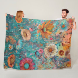 Retro Hippie: Soluppgång Garden Blanket Fleecefilt