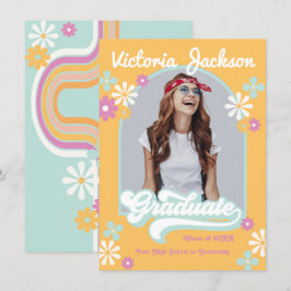 Retro Hippie Student fotomeddelande Inbjudningar