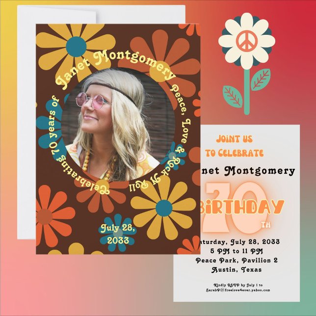 Retro Hippie Sunrise Peace 70:e fotodagen Pappersservett (Skapare uppladdad)