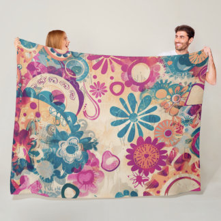 Retro Hippie: Vilda Blommor Fleecefilt
