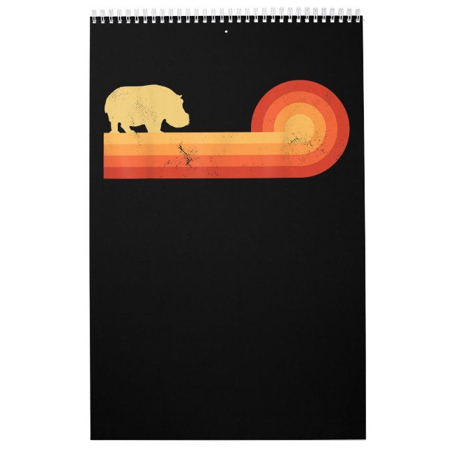 Retro Hippopotamus 60s 70-tal Hippo Kalender (Omslag)