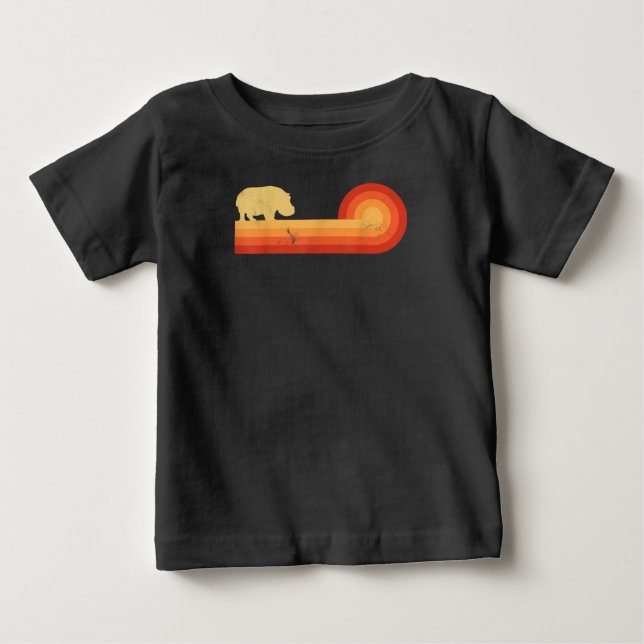 Retro Hippopotamus 60s 70-tal Hippo T Shirt (Framsida)